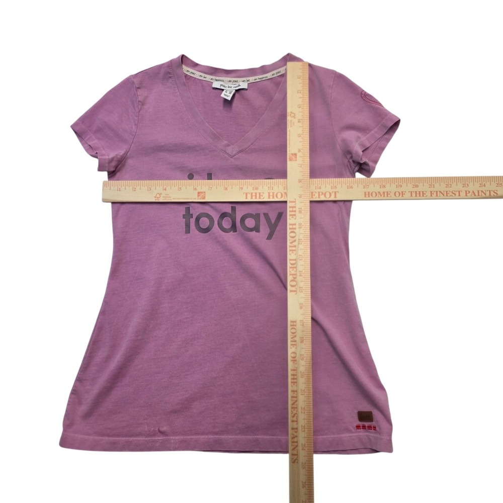 Peace Love World Womens XXS I Love Today Purple V Neck Short Sleeve‎ Tee - Picture 7 of 7